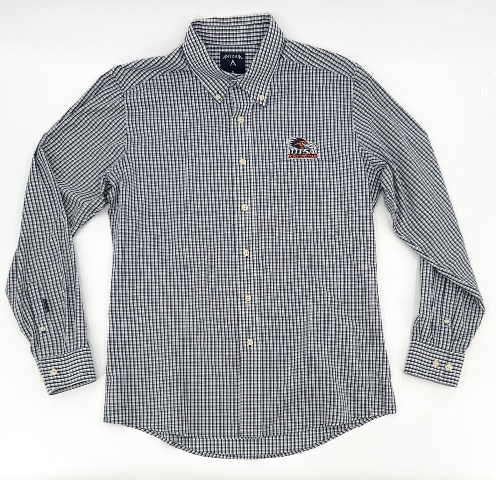 UTSA San Antonio Shirt Mens Medium Black Plaid Button Roadrunners NCAA Football
